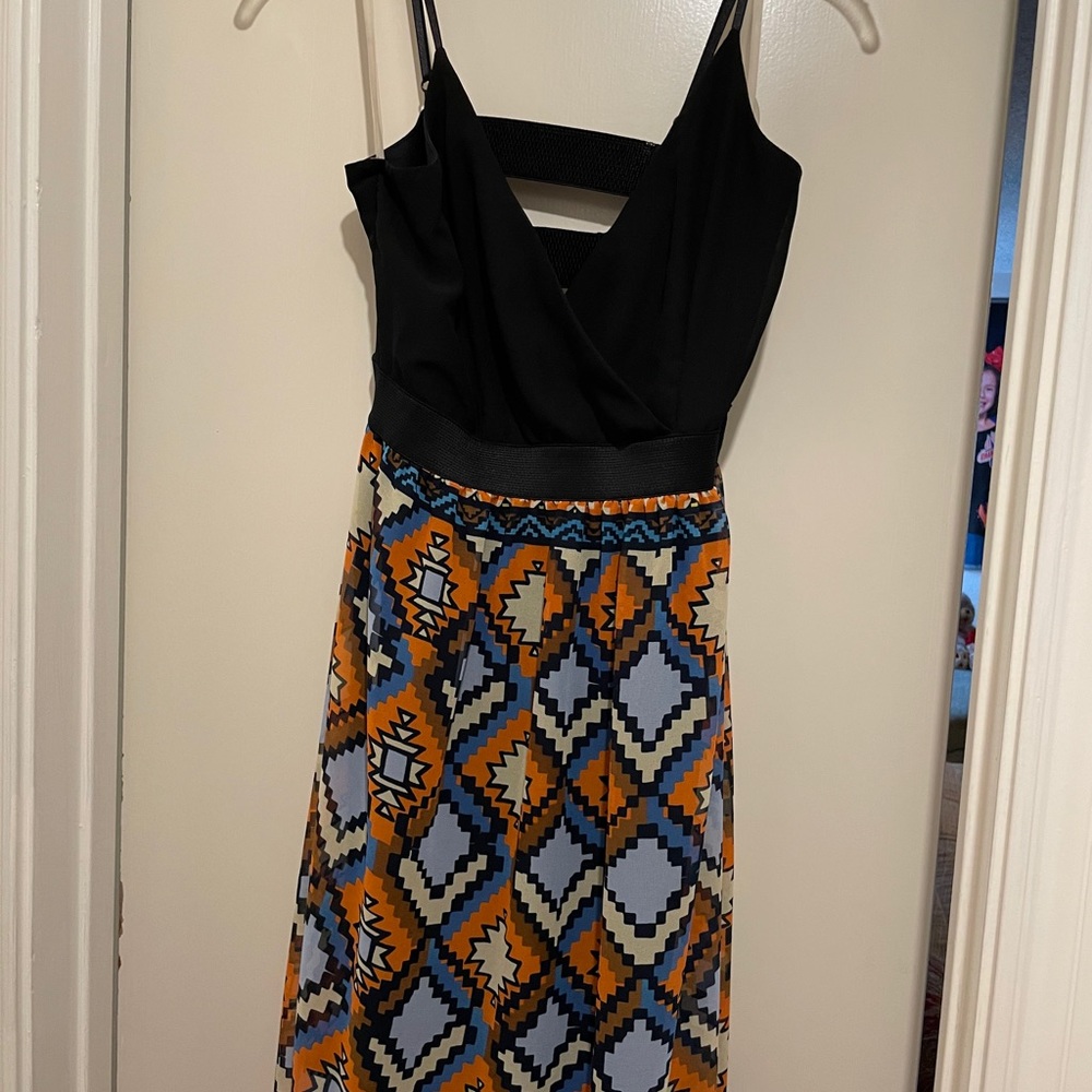 Potter's Pot| Black Spaghetti Strap Geometric Maxi
